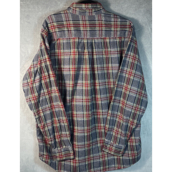 2 L.L.Bean Plaid Flannel Shirts‎ Men’s Black Red Green/Red Gray Sz Large Soft - Picture 9 of 9